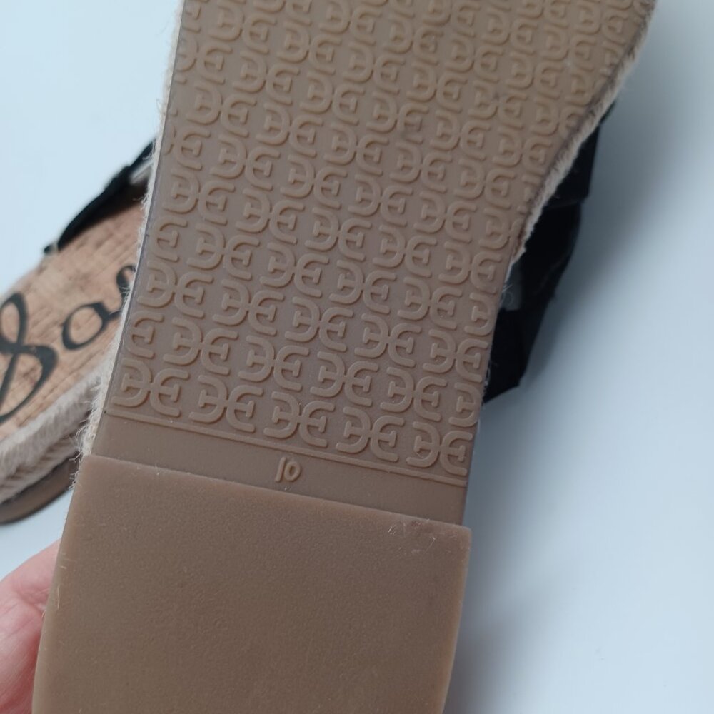 Sam Edelman Sandals Averie‎ Strappy Slide Black Leather Espadrille Women 10 - Picture 10 of 13